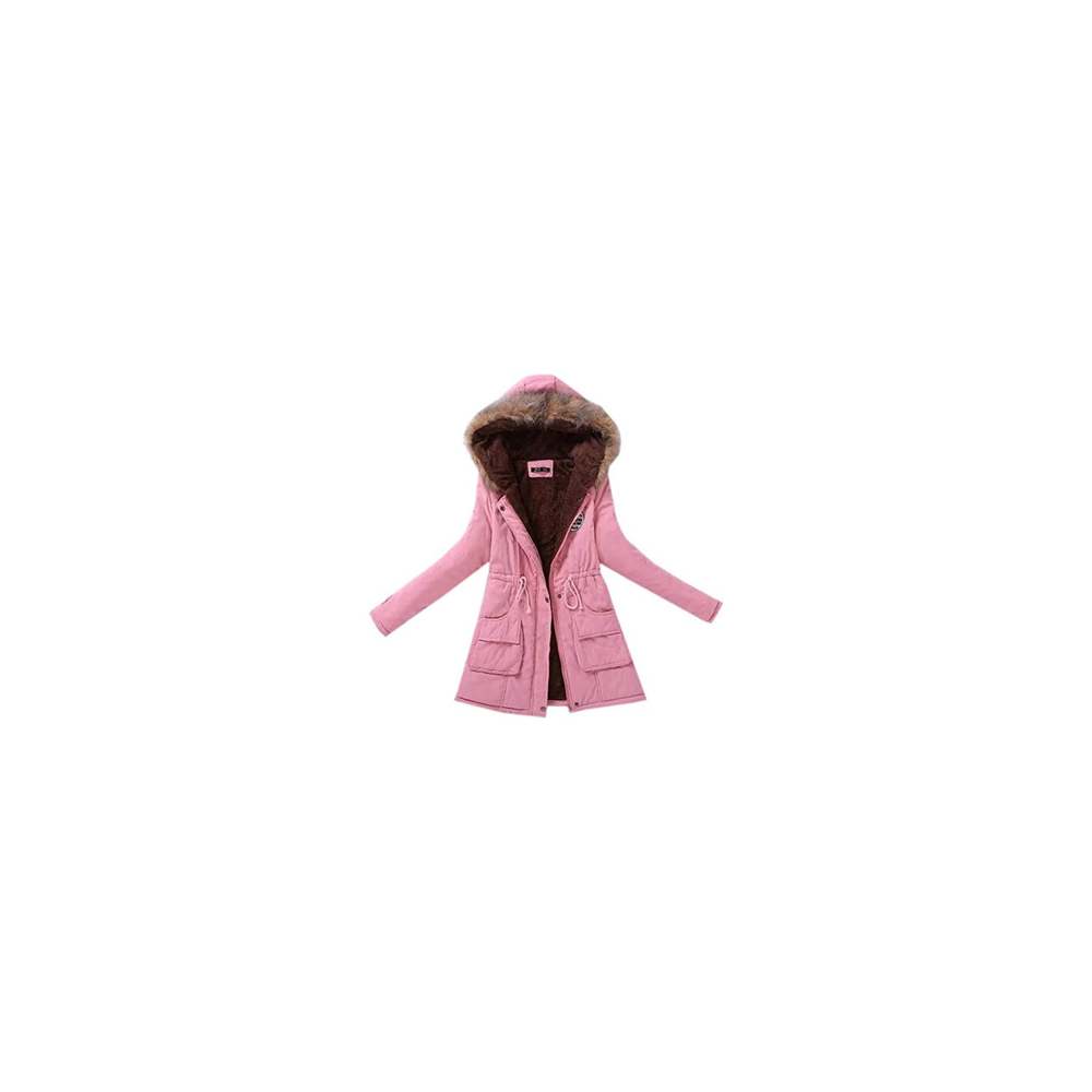 Womens & Winter % Coats with Fur Hood Fleece Thick Jackets Casual Slim